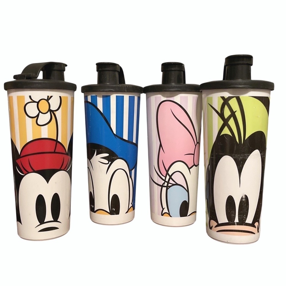 Tupperware Disney Peek A Boo Donald Goofy Minnie Daphne 16 Oz Tumblers Cup‎ 5107